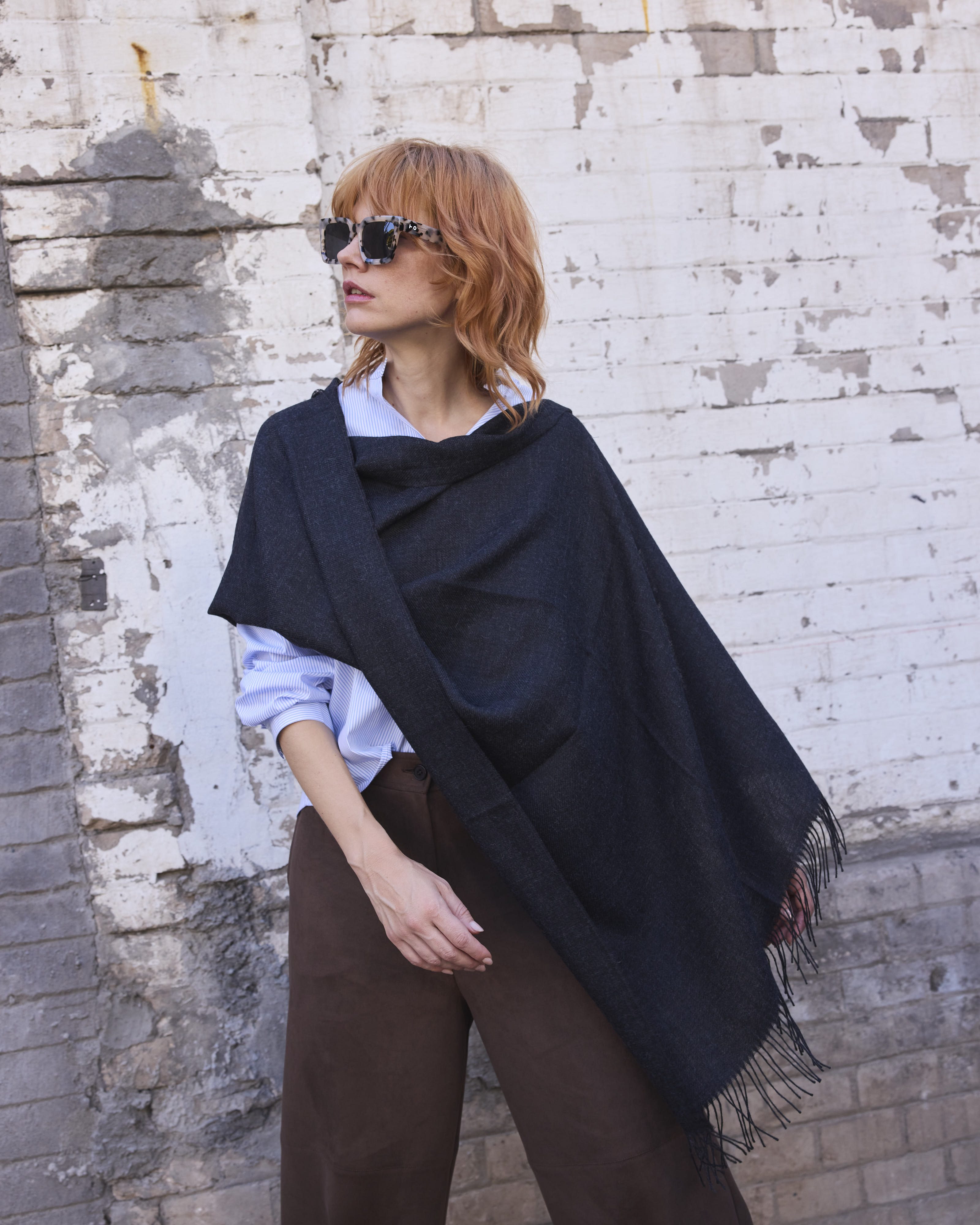 Bufanda Lavande 100% Baby Alpaca Gris Oscuro