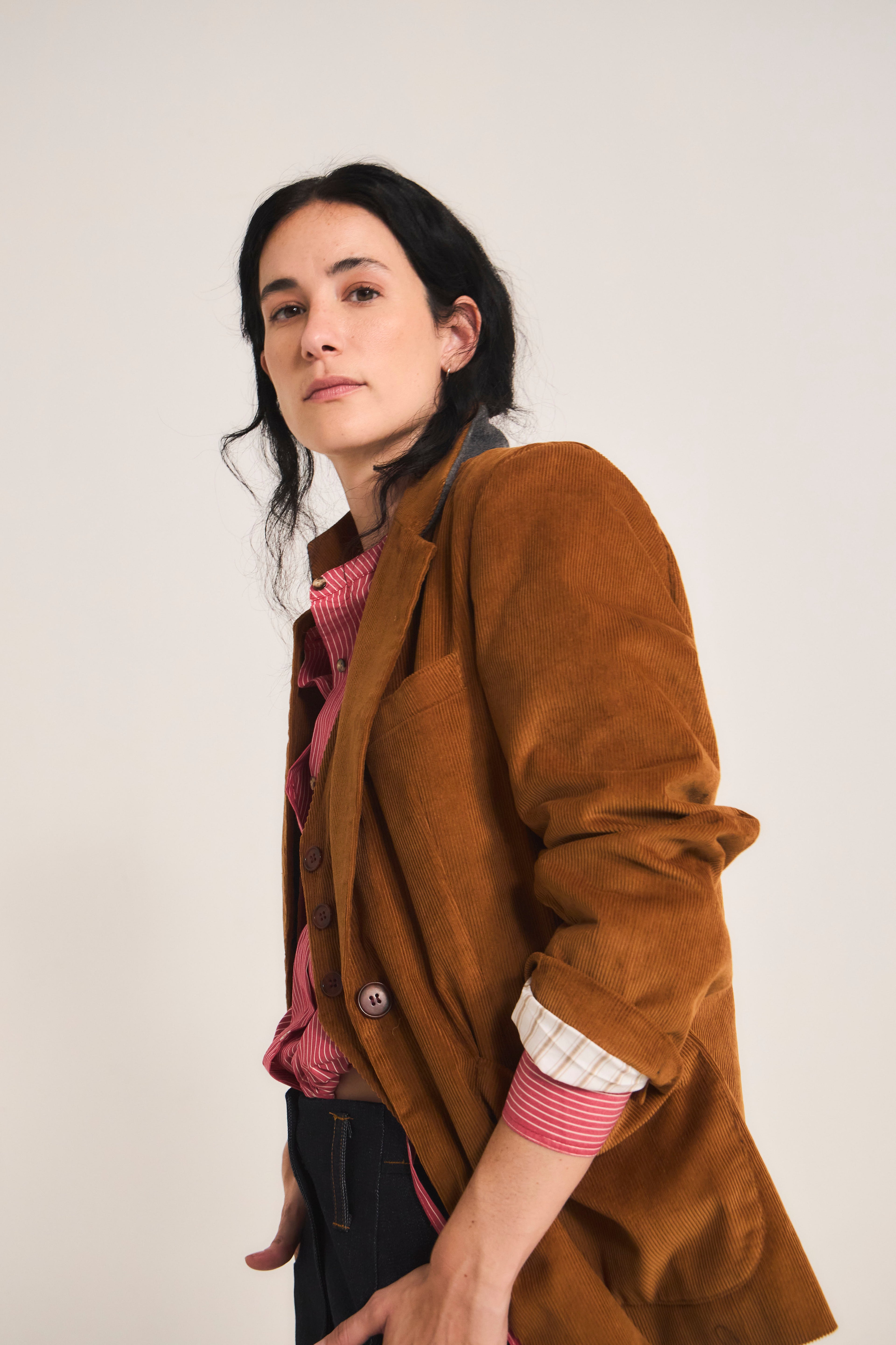 Blazer Mirarge Cotelé Camel