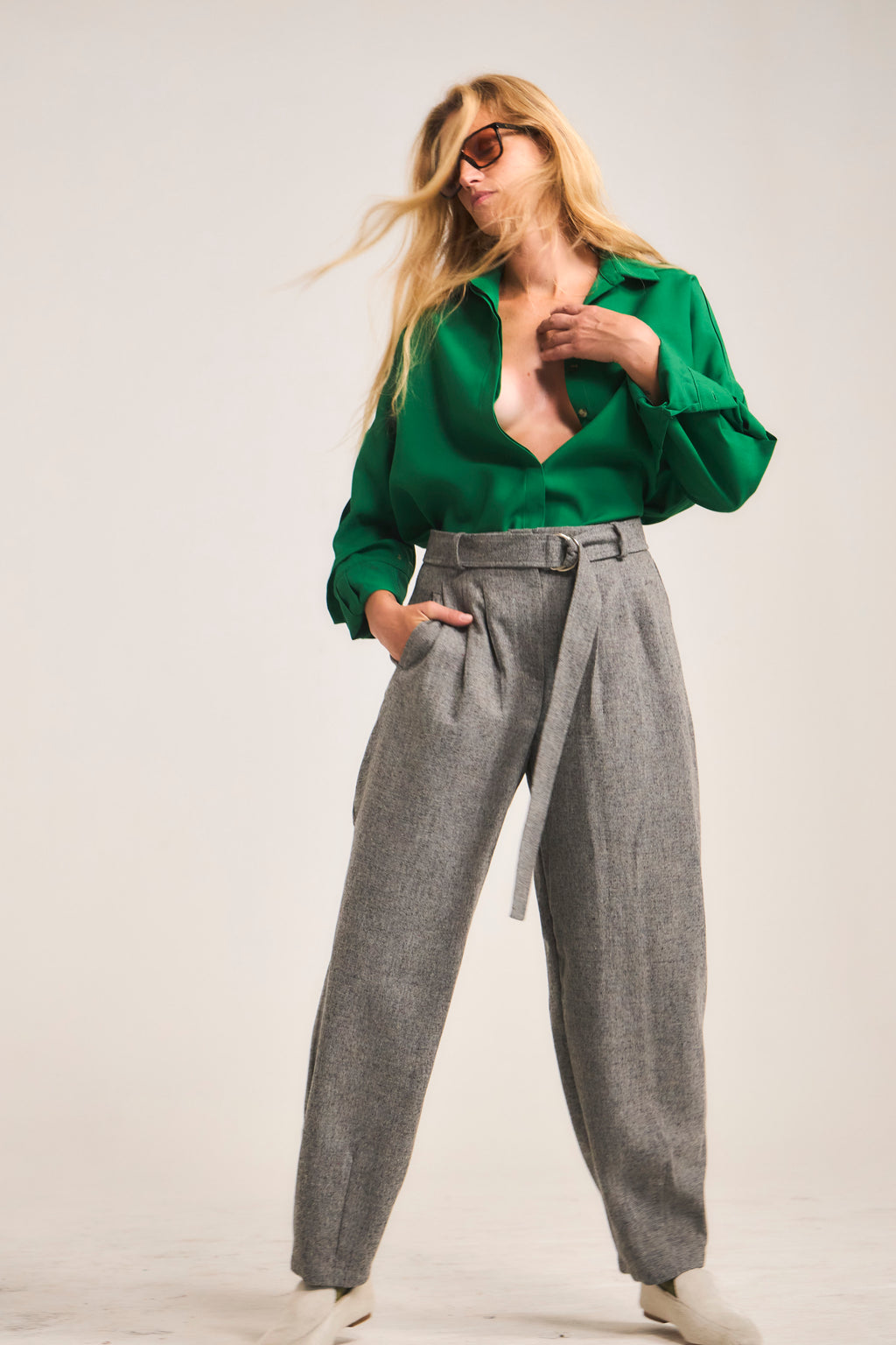 Women's Grey Wool Trousers