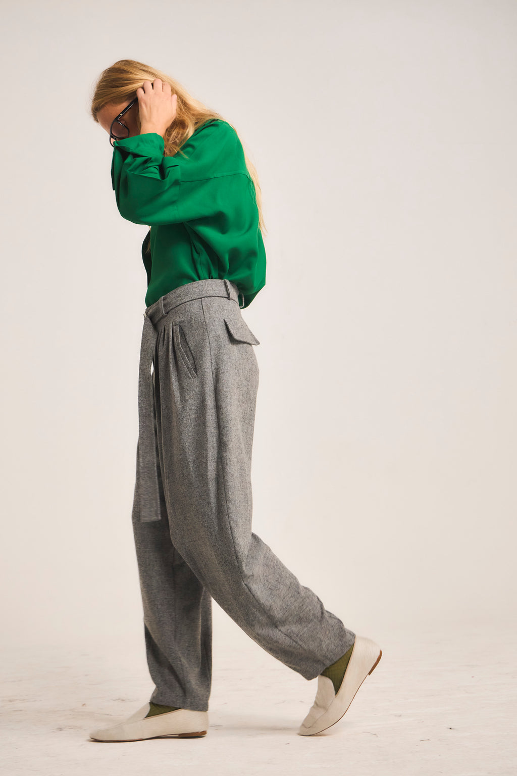 Women's Grey Wool Trousers