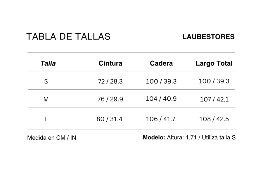 Tabla de tallas Pantalón Le Port 100% Algodón Verde