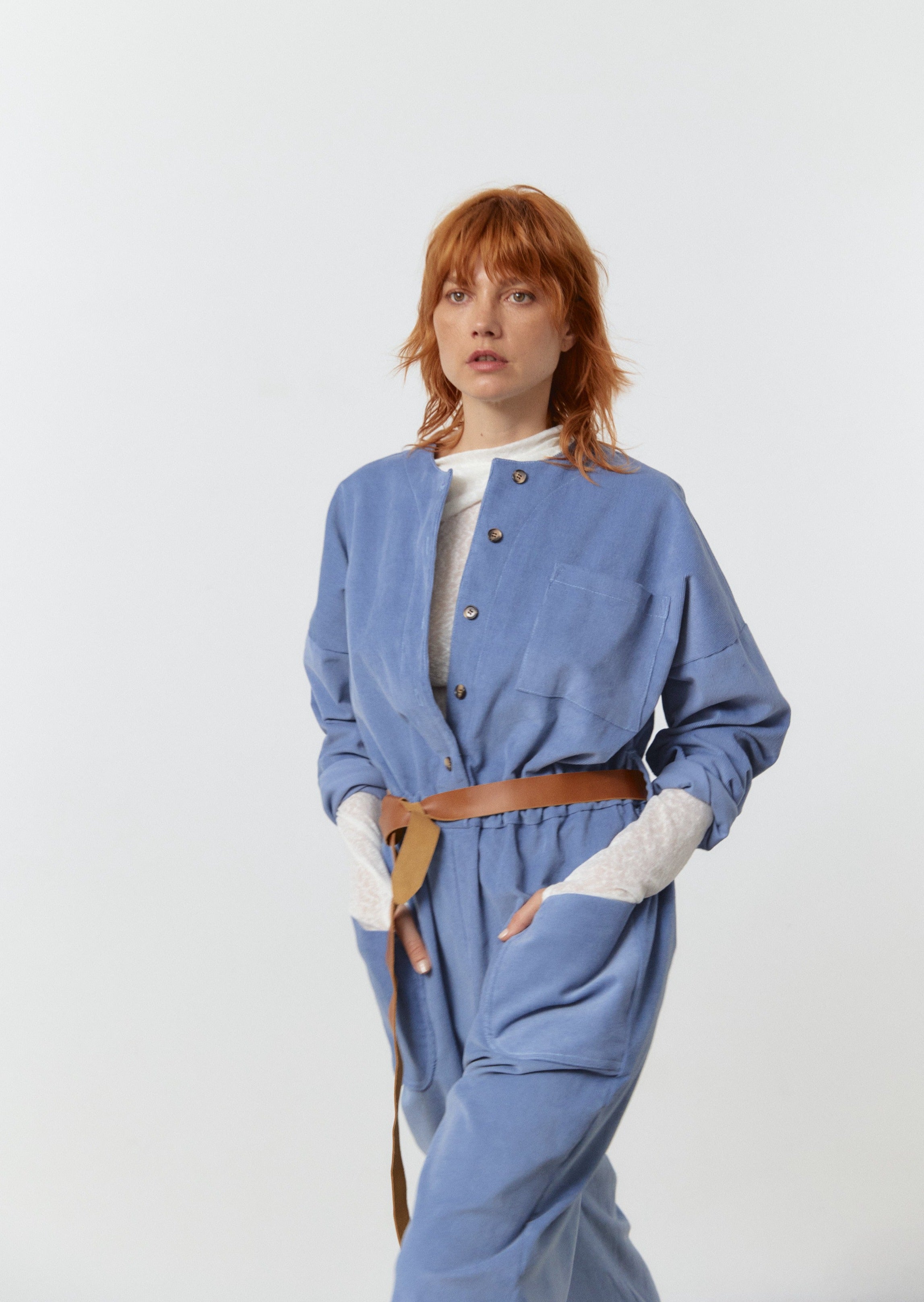 Enterito Blues Cotele Algodon Celeste