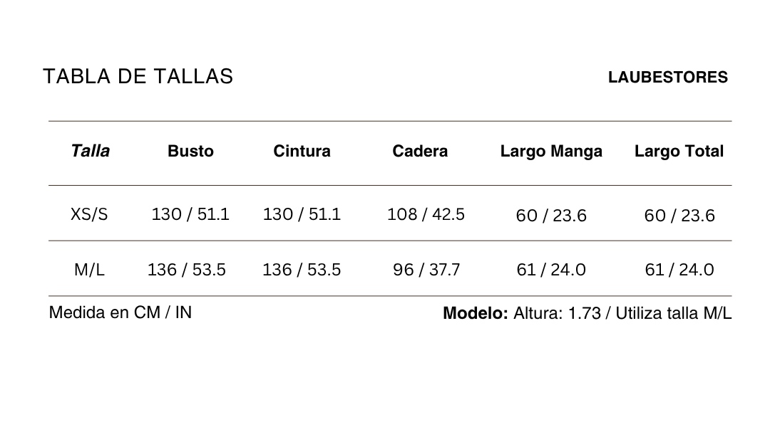 Tabla de tallas