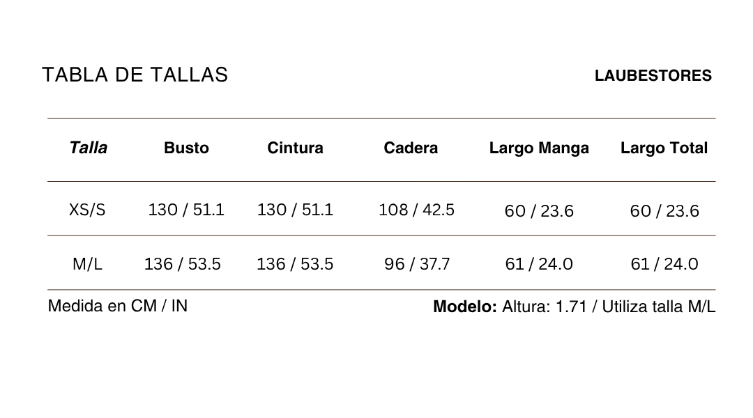 Tabla de tallas