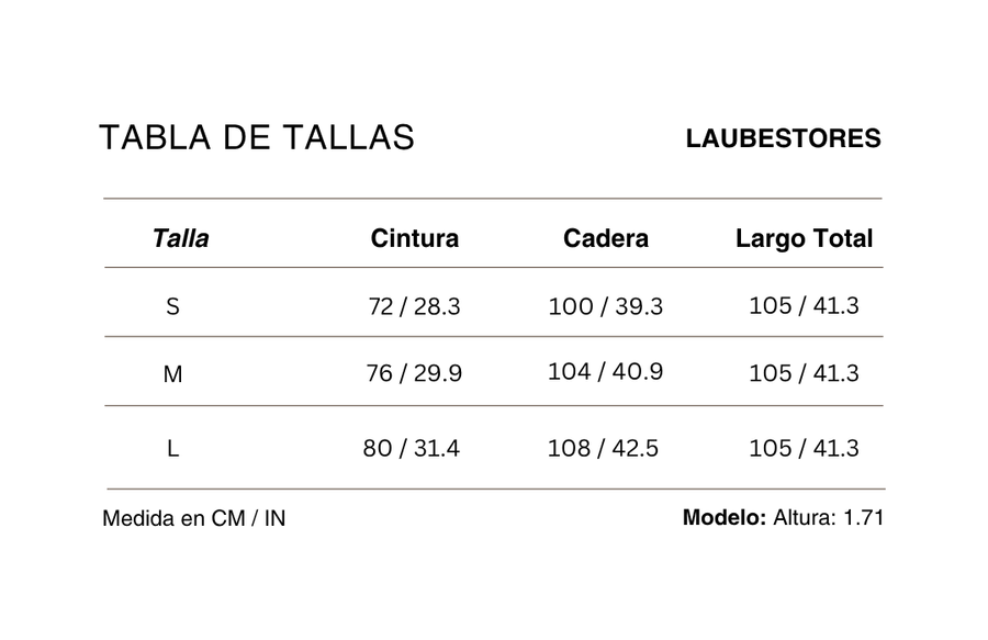 Tabla de tallas Pantalón Meduse Tencel Negro