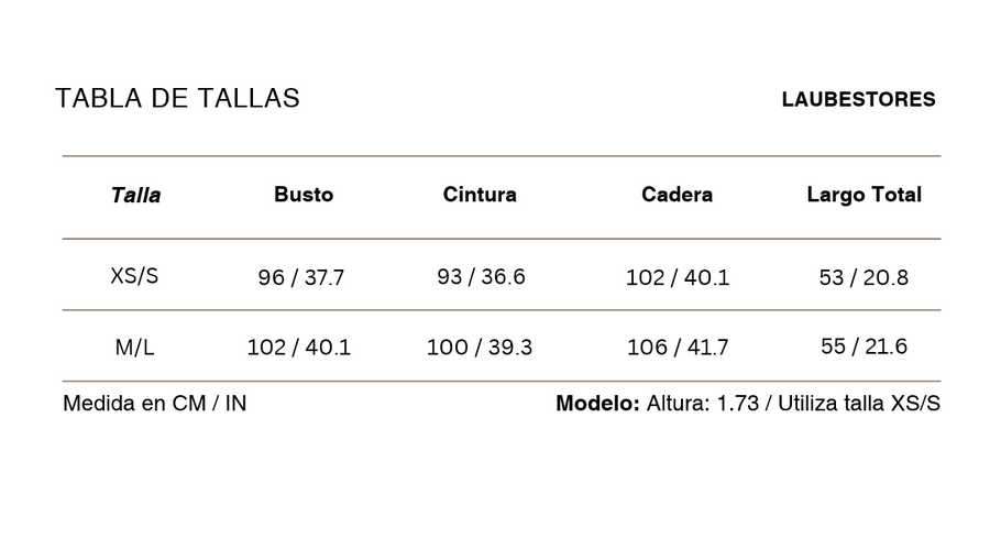 Tabla de tallas Top Perle Algodón Amarillo