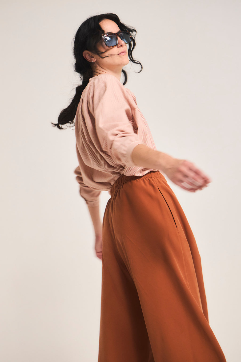 Blusa Tresor 100% Algodón Listada Naranja