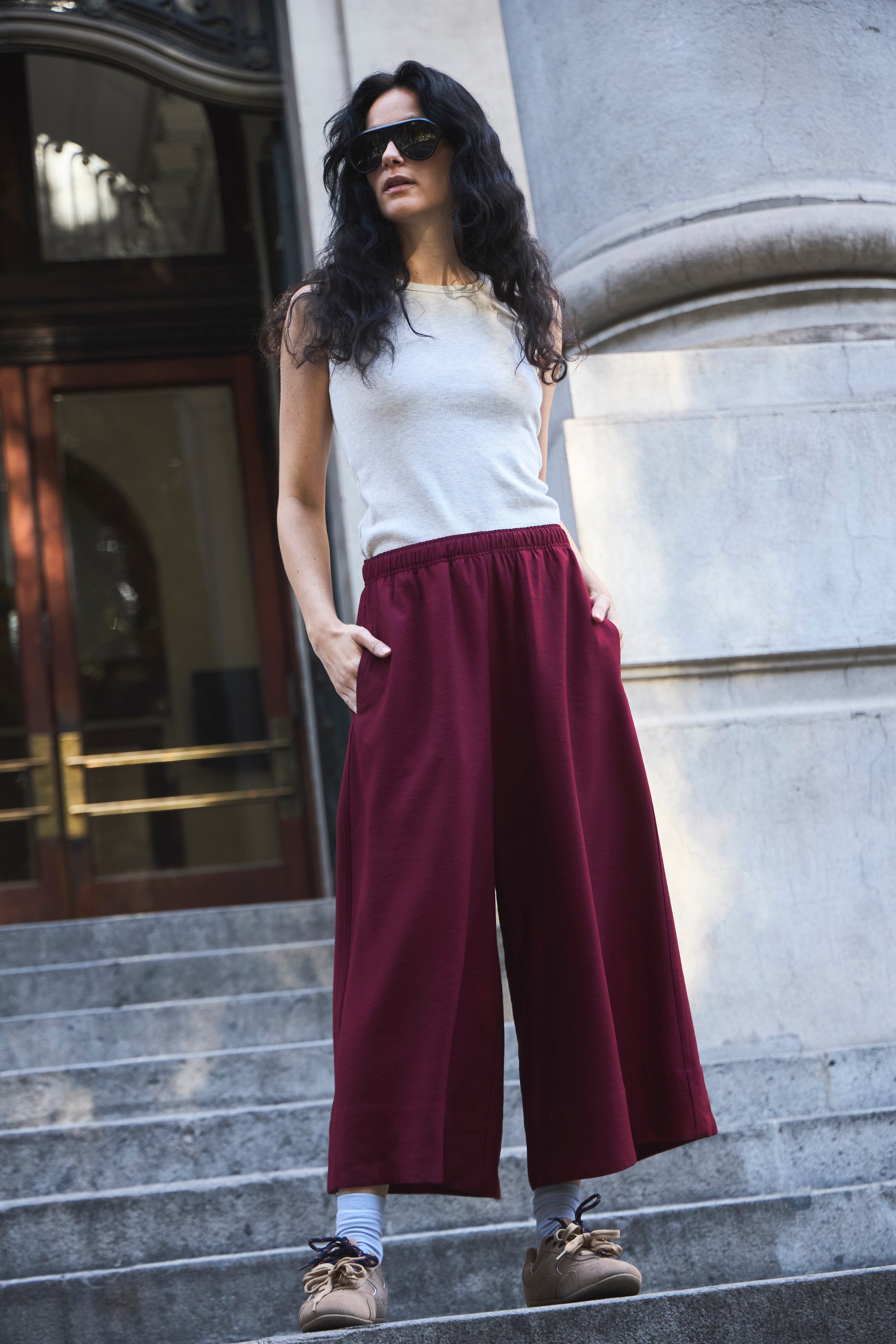 Pantalón Fonce Cupro Burdeo