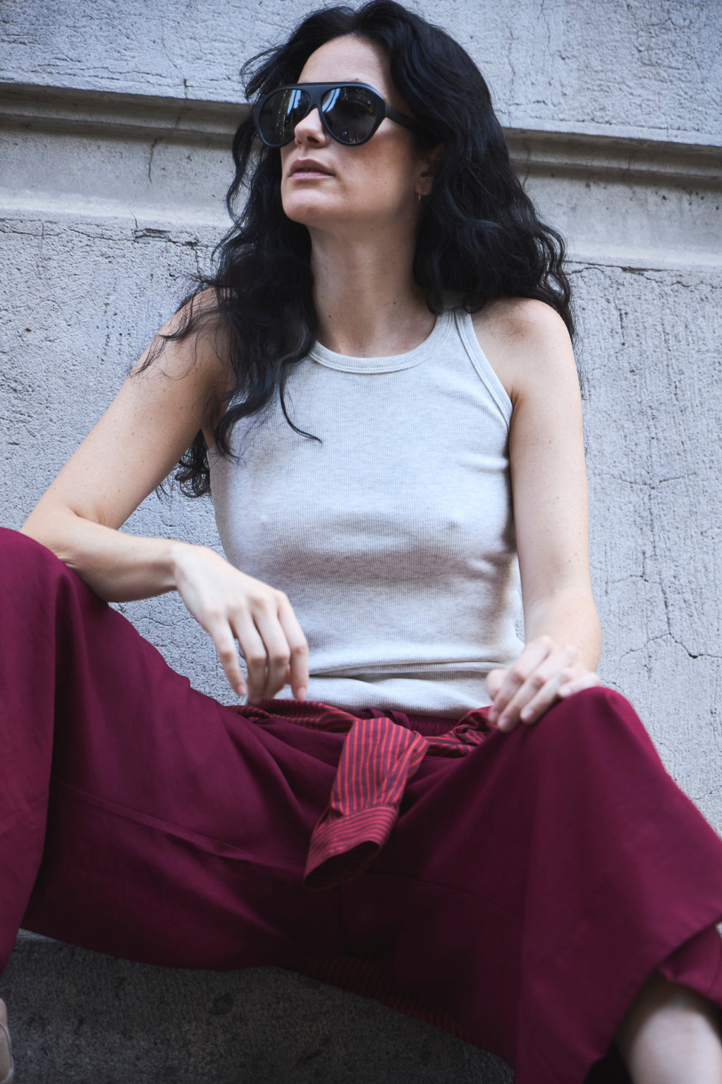 Arkana Light Grey Melange Cotton T-shirt