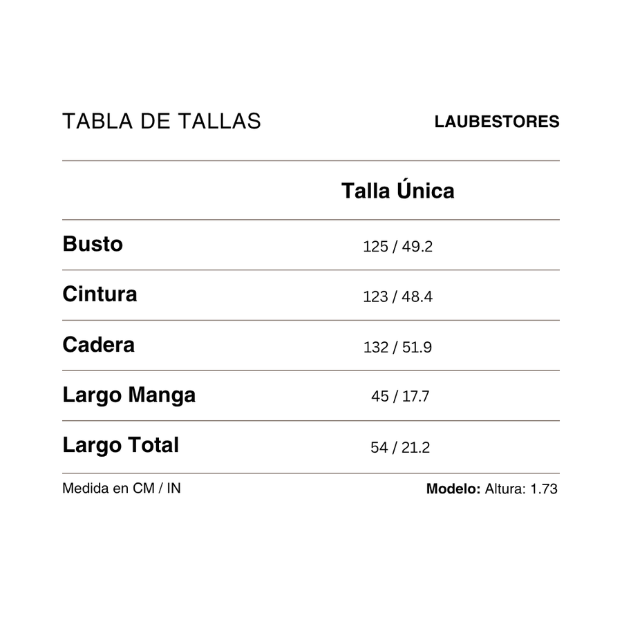Tabla de tallas Top Reflet Lino Azulino