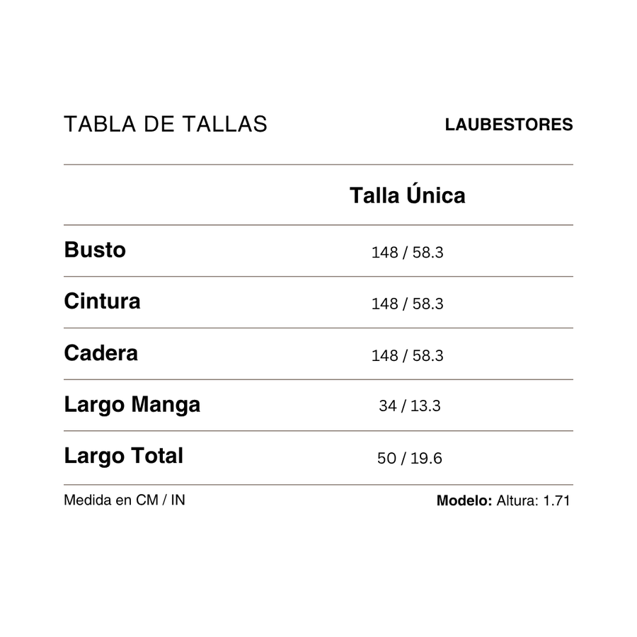 Tabla de tallas Polera Ligne Listada Azul-Camel