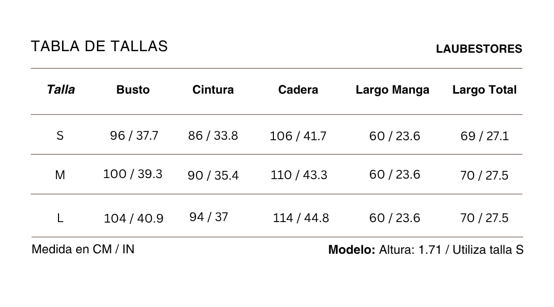 Tabla de tallas
