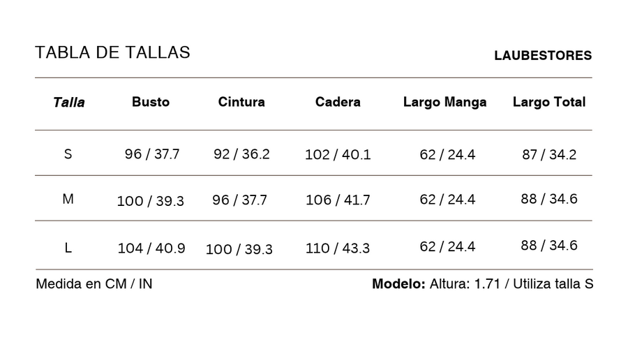 Tabla de tallas Blazer Mouchoir 100% Lino Azul
