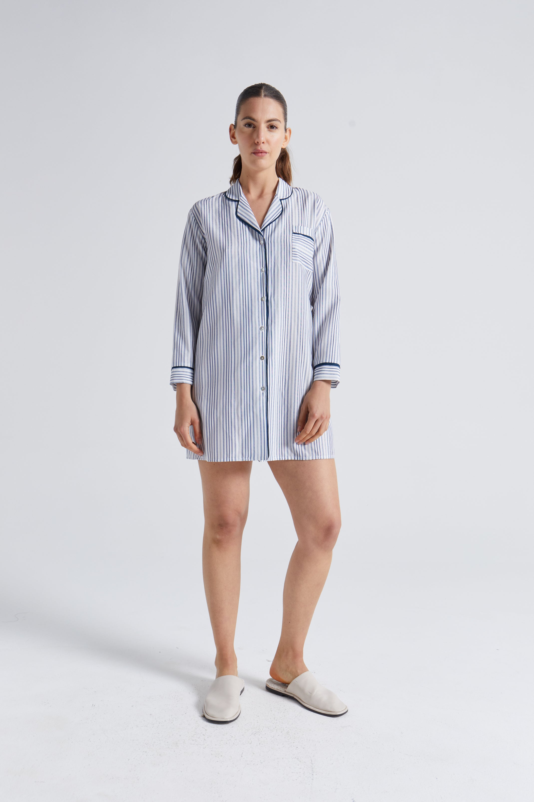 Camisa de Dormir Arya Listada Azul