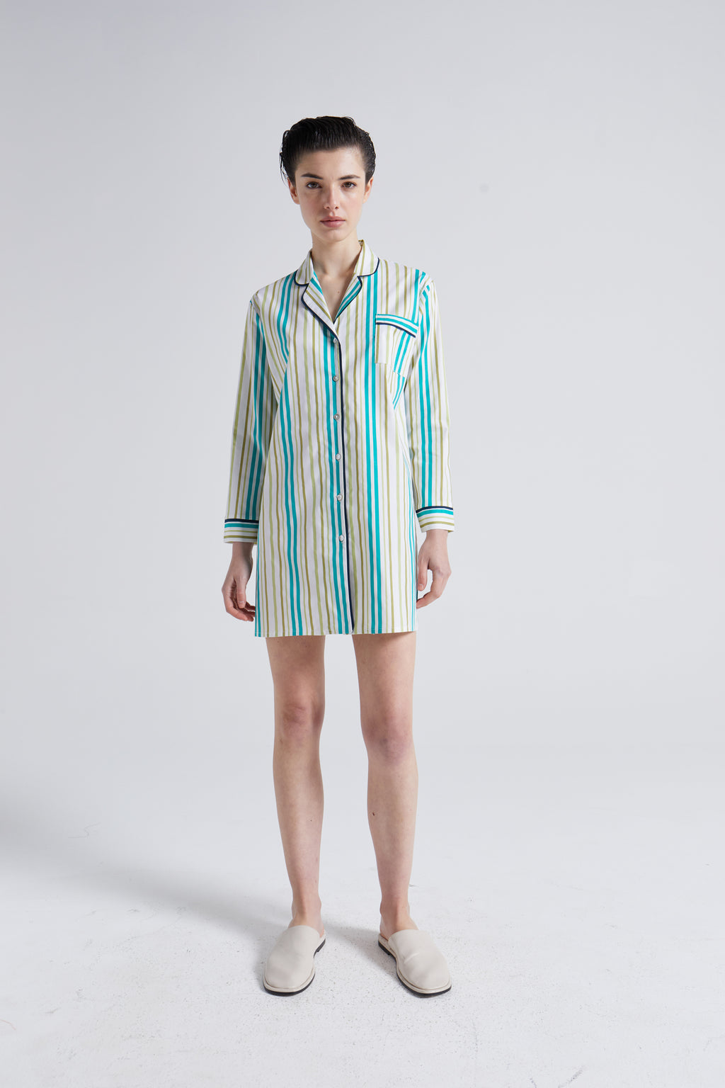 Camisa de Dormir Arya Listada Verde