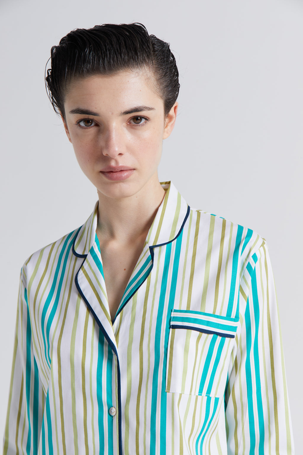 Camisa de Dormir Arya Listada Verde